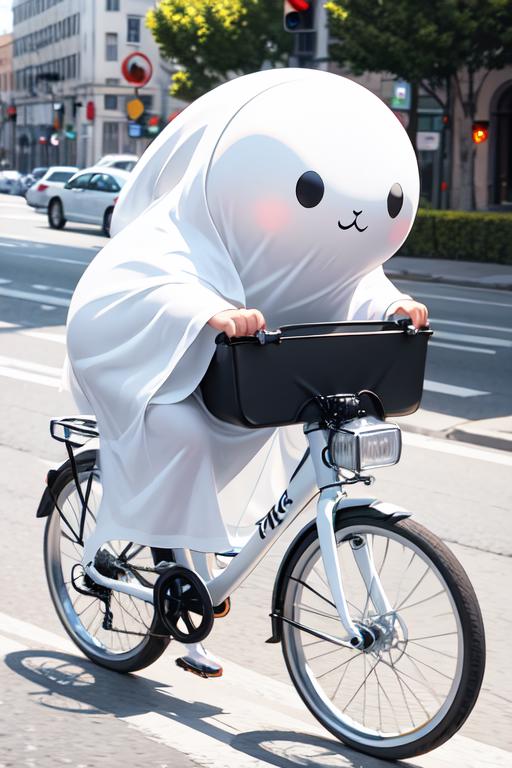 01037-4124061440-[(white background_1.5),__5] (isometric_0.6), _a cute white ghost riding a bicycle in full speed down a street, Photography_____.png